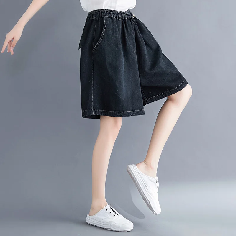 하이웨이스트 와이드 레그 청바지 루즈핏 다용도 슬림핏 5부 바지 20대 젊은 여성 여름 슬레