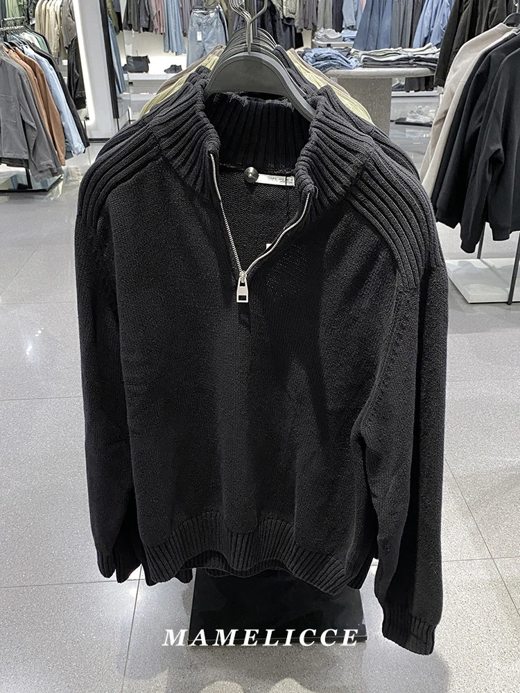 

MAMELICCE Original design High-neck collar slim-fitting knit Sweater man Zipper pullover clothes men's clothing