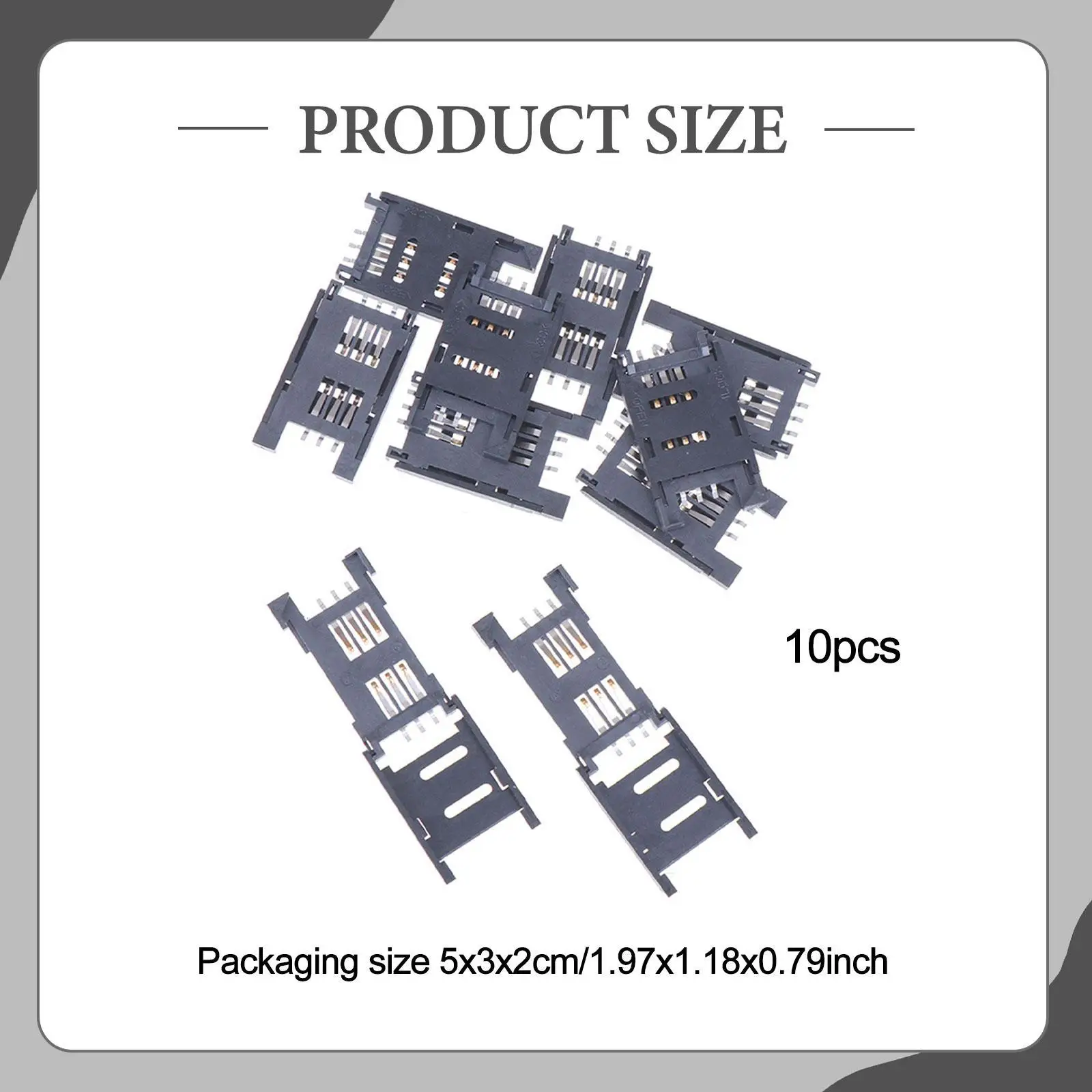 10x Sim Card Holders Compact Professional Sim Card Trays 6 Pin Card Sockets Replaces for Flip Type Sim Cards 6P SMT SMD Phones