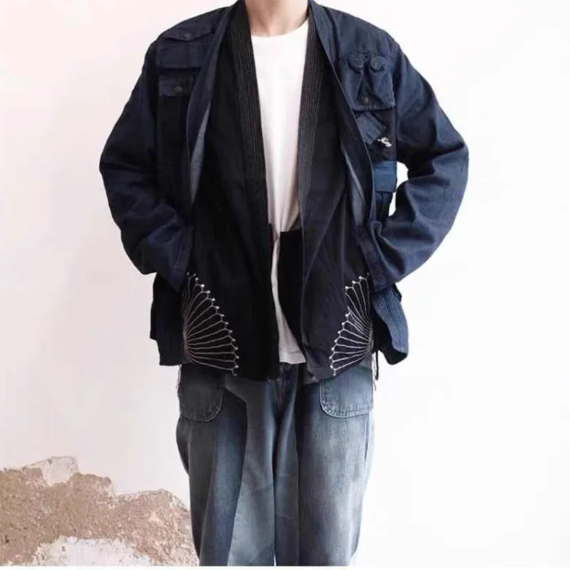 

24AW KAPITAL Hirata and Hiroshi Retro Blue Dye Open Stitch Japanese Embroidery Casual Loose Long Sleeved Jacket