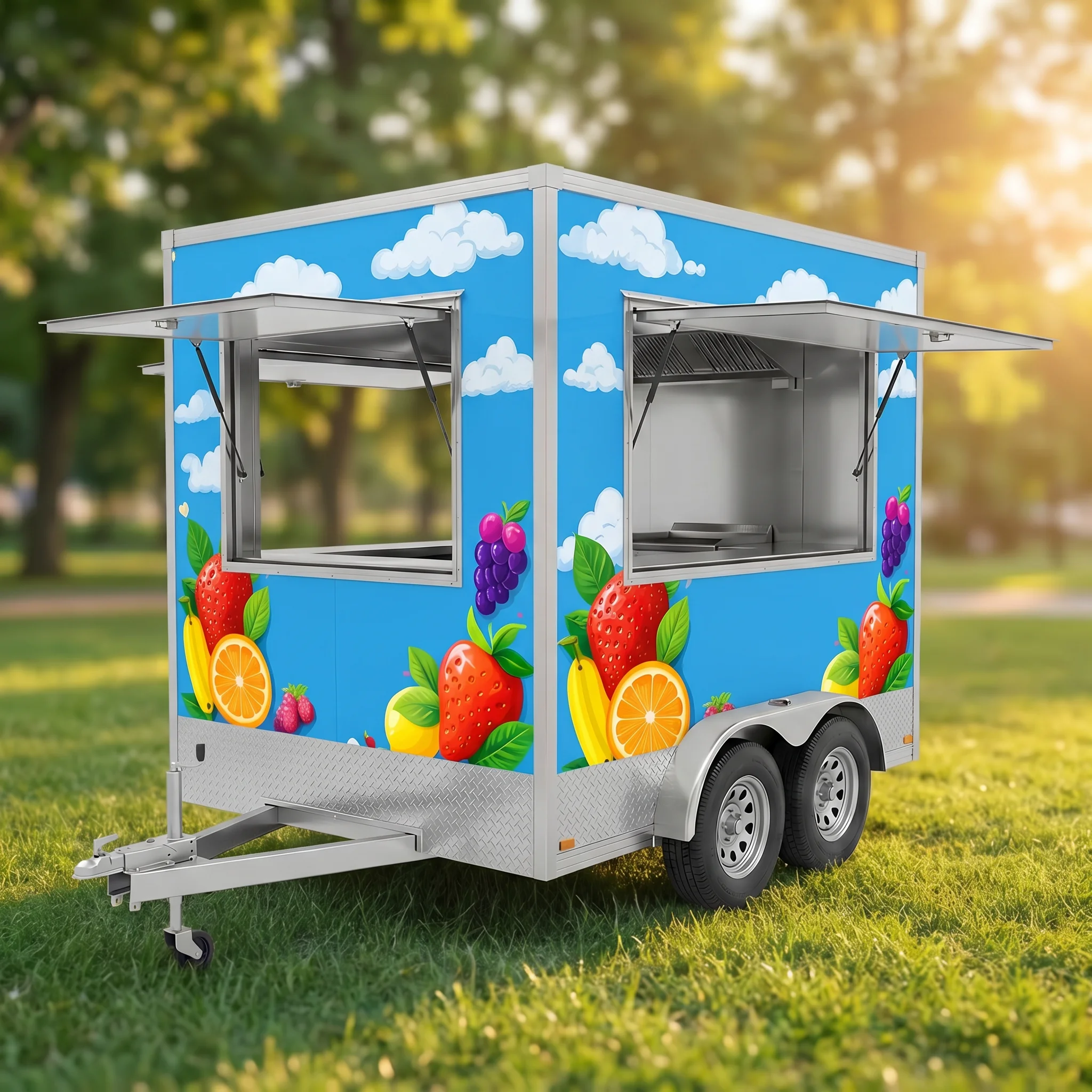 High Profit Square Food Truck CE Certified Mobile Ice Cream Milkshake Box Cart Macaron Dessert Vending Trailer Pop Up Store