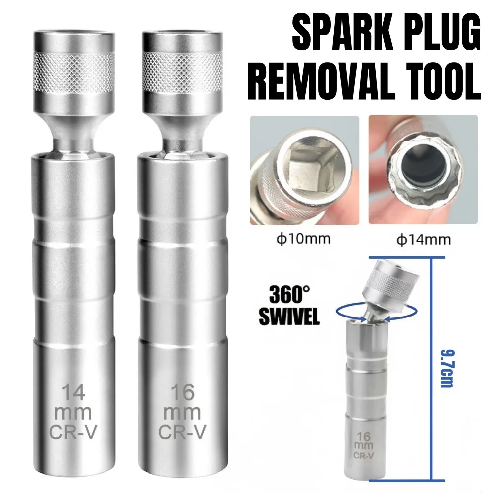 2PCS Spark Plug Removal Tool 14mm16mm Spark Plug Socket Wrench Adapter with Magnetic Socket Thin Wall 3/8
