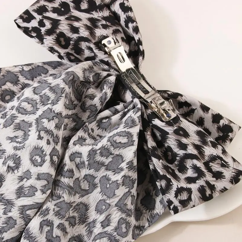 

39BD Заколка для волос «Принцесса» Новогодняя заколка с бантом и леопардовым принтом для принцессы Леди