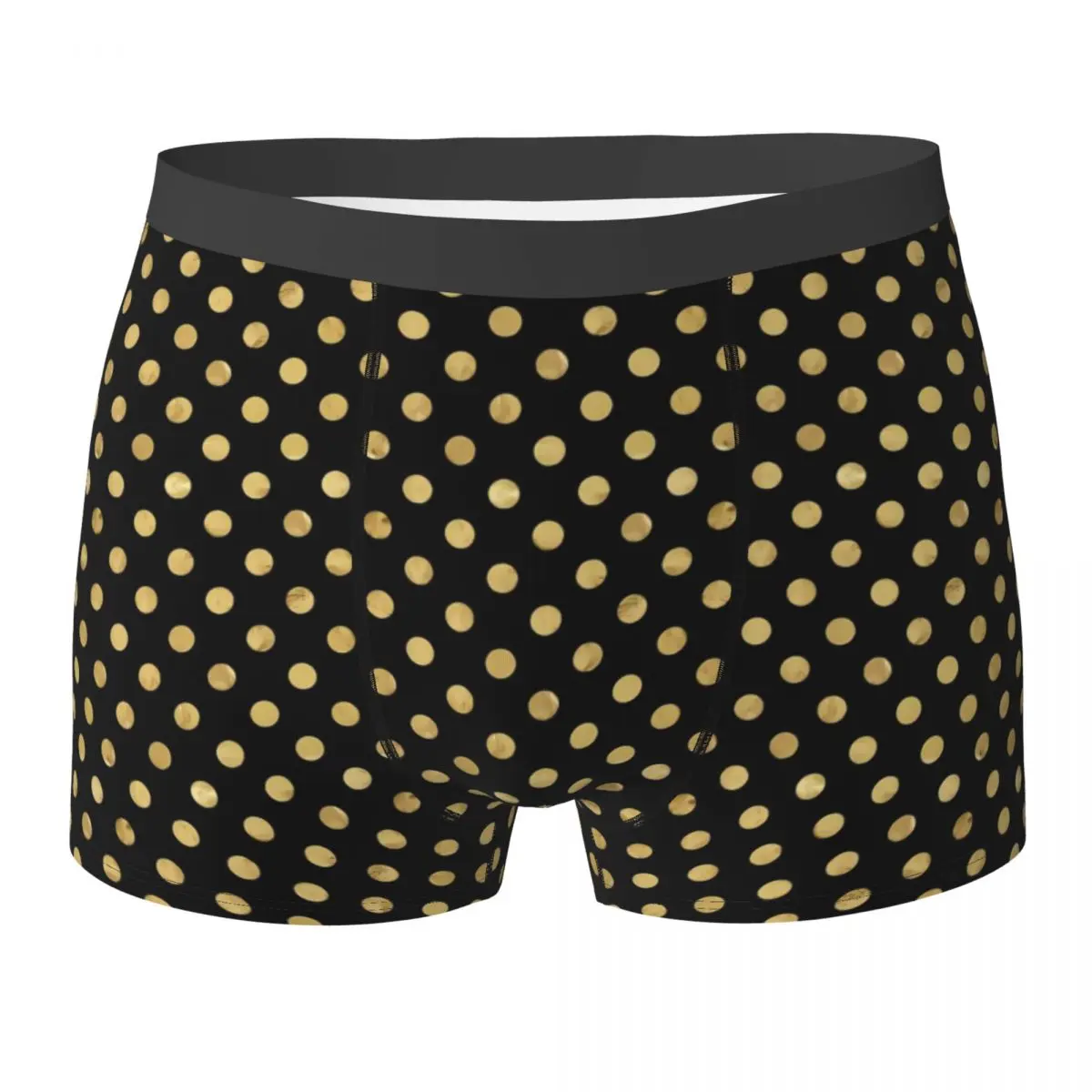 Gold Dot Underwear Elegant Polka Dots Pouch High Quality Boxer Shorts Print Boxer Brief Funny Men Panties Plus Size 2XL