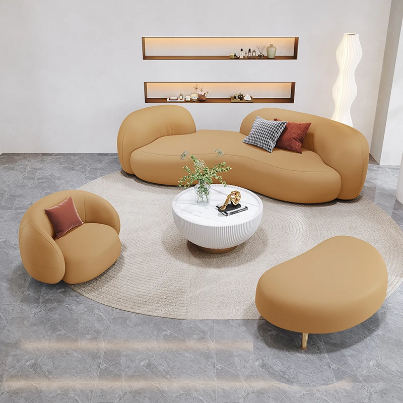 Sofa leisure beauty salon reception clothing store shaped sofa office coffee table combination