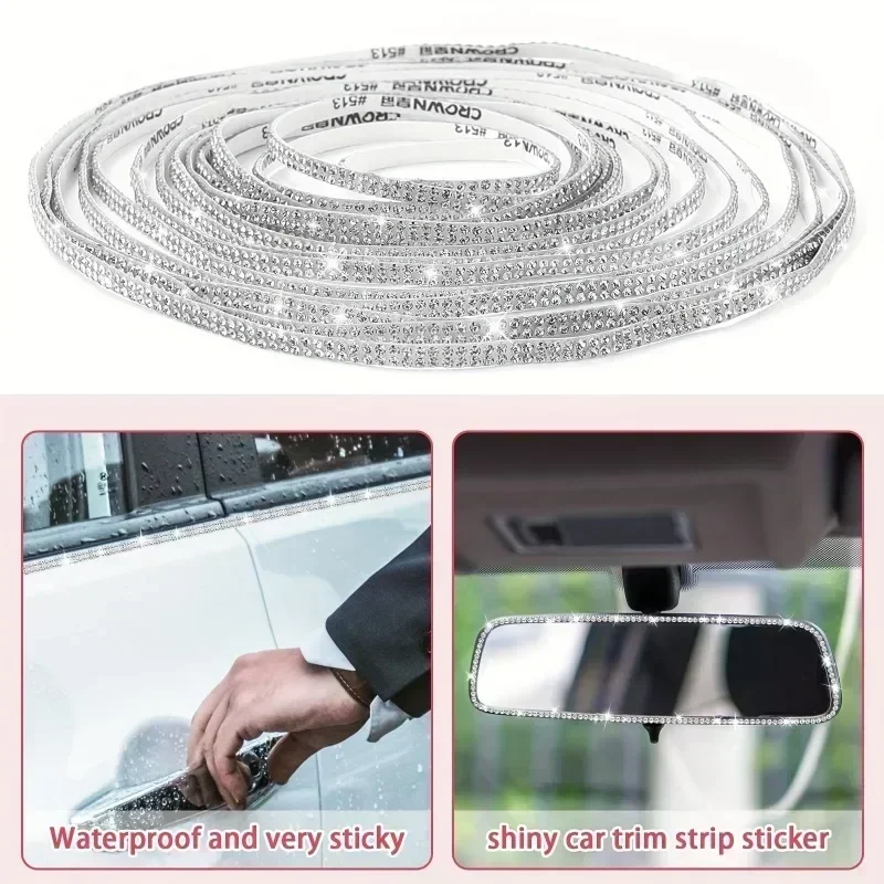 DIY Car Auto Decorative Stickers Self-Adhesive Rhinestone Crystal Diamond Ribbon Trim Tape for Arts Crafts