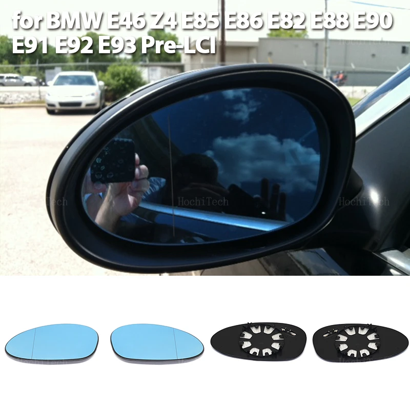 Left Right Side Heated Mirror Blue Glass Lens Replacement for BMW Z4 E85 E86 1er 3er E82 E88 E90 E91 E92 E93 Pre-LCI E46-M3