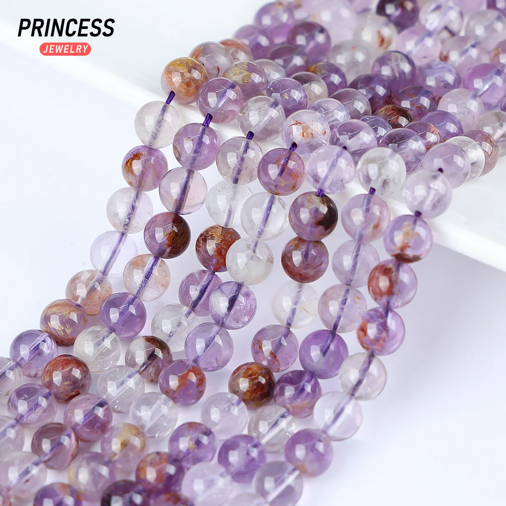 

100% Natural Purple Ghost Quartz Loose Crystal Beads for Jewelry Making Bracelet Wholesale Beads DIY Accessories