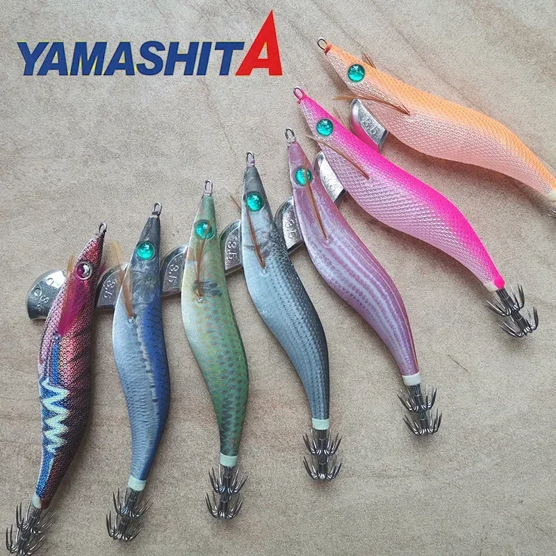 YAMASHITA EGI SUTTE Squid Jigs Hook Wood Shrimp Fishing Lure for Sea Fishing Cuttlefish Lure Octopus Wobblers Squid Hook Bait