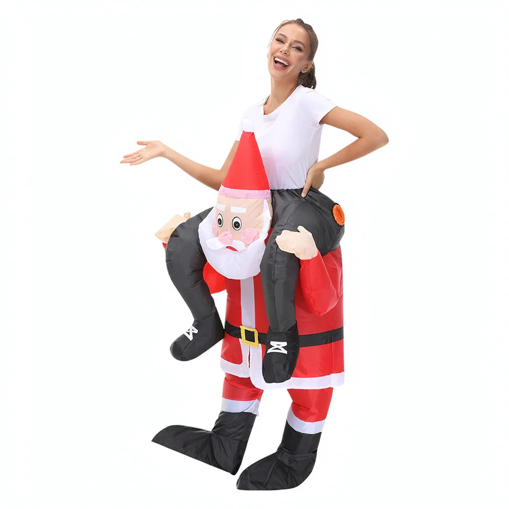 Adult Kids Inflatable Santa Costume Funny Christmas Tree Snowman Suit Cosplay Holiday Party Performance Outfit Clothing