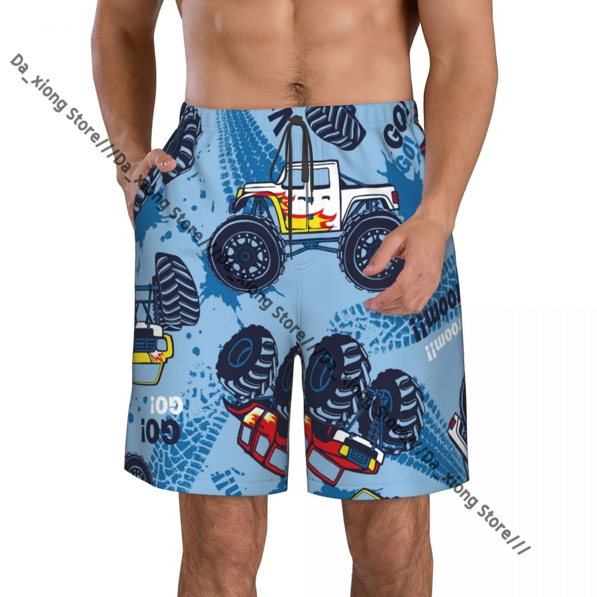 

Men's Beach Short Swim Shorts Monster Truck Cars Surfing Sport Board Shorts Swimwear
