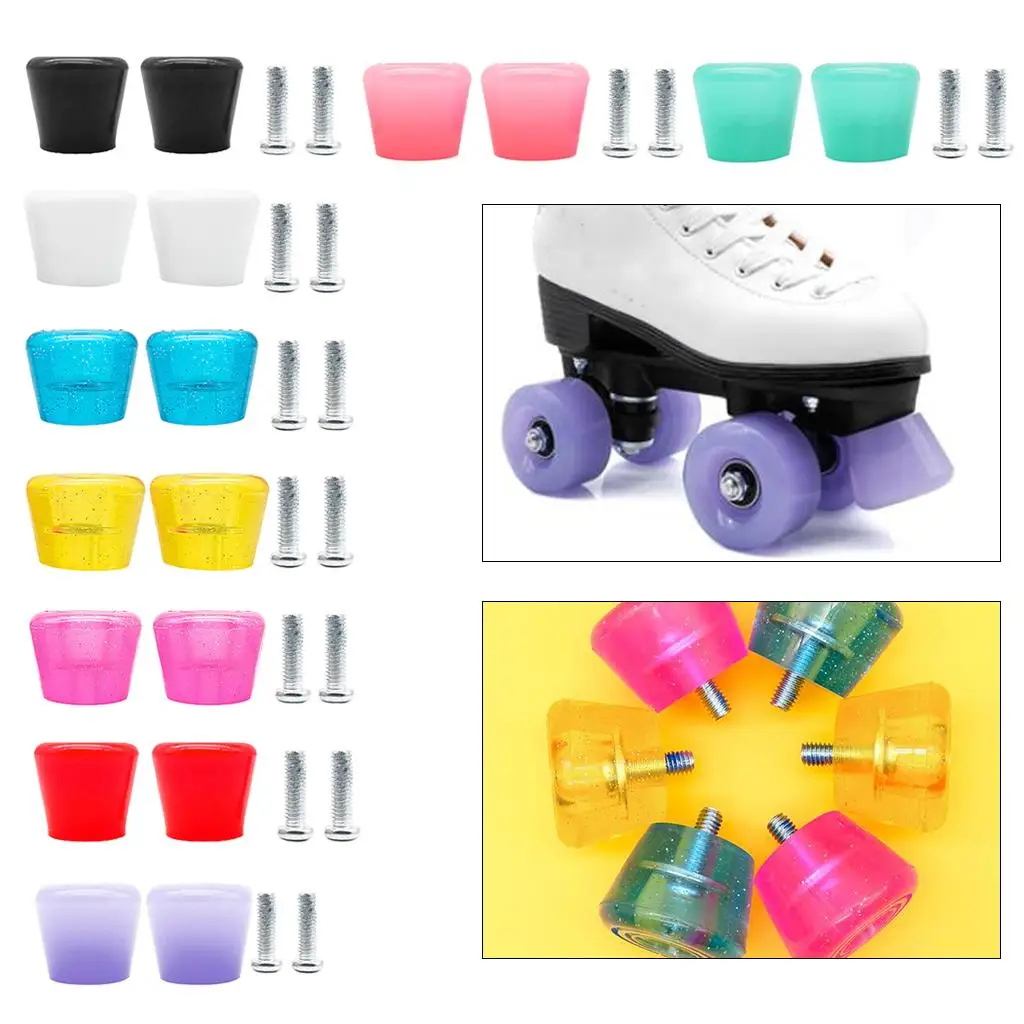 

2pcs Row Roller Skates Brake Stoppers High Elastic Wear Resistant PU Brake Head Four Wheel In-line Skates Roller Skating Shoe