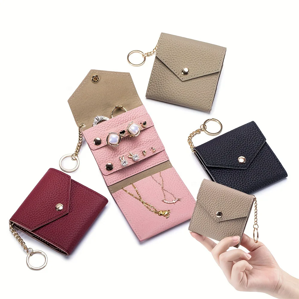 Pu Leather Jewelry Storage  Travel Jewelry Case Leather Jewelry Roll Bag Luxurious For Travel Gift For Women Carry-On Bag