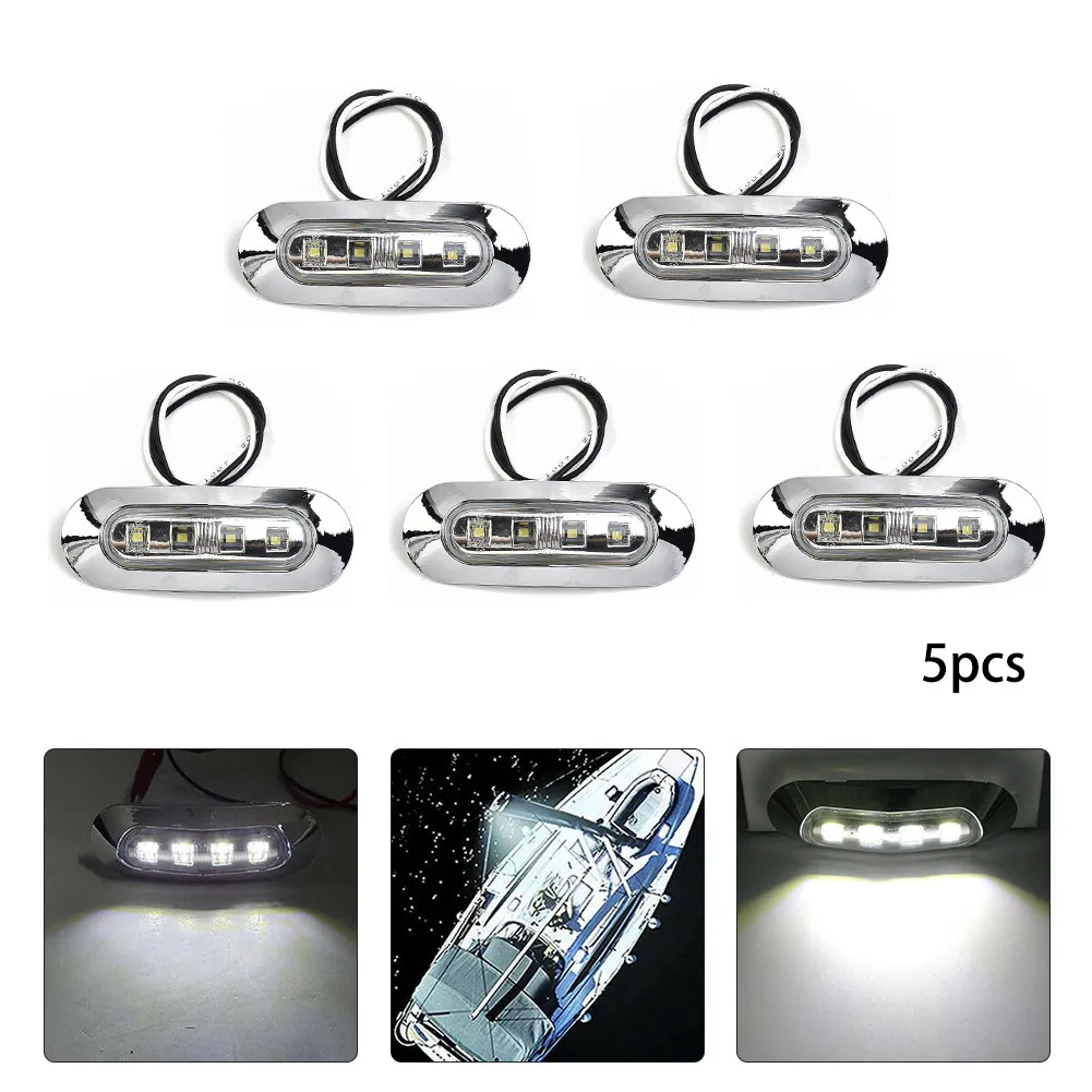 5x Marine LED Courtesy Lights Cabin Deck Walkway Stair Light White 12V-24V LED Tail Lamp Yacht  Boat Accessories