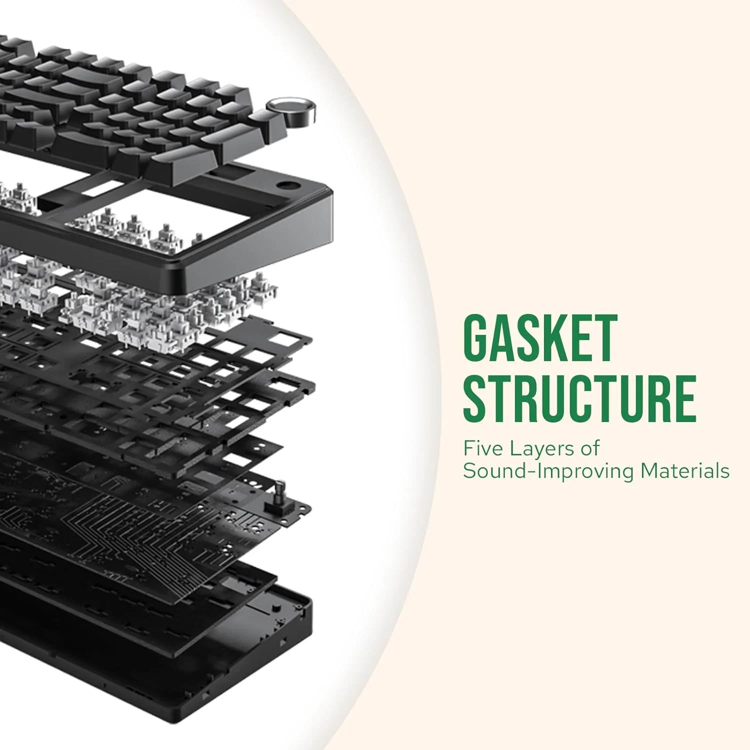 AULA F99PRO Estructura de junta de teclado inalámbrico para juegos Compatible con teclado mecánico de intercambio en caliente de 3/5 pines con perilla multimedia