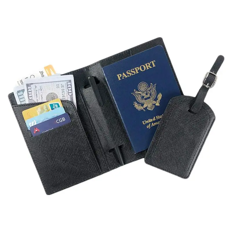 Passport Holder For Family PU Leather Passport Protective Wallet Business Card Bag Multifunctional Travel Cash Organizer