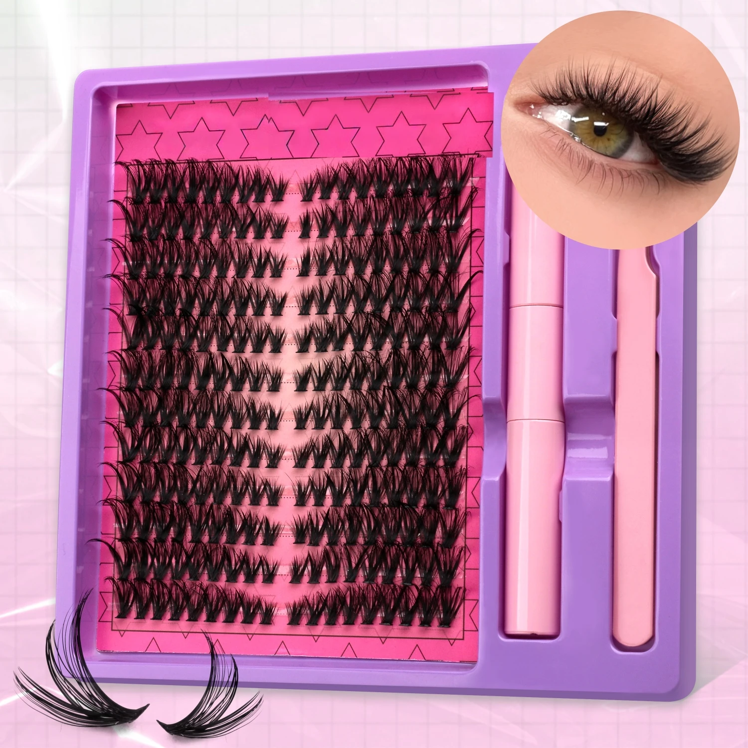 مجموعة أدوات رموش Veltrinay مجموعة رموش ذاتية الصنع ملحقات رموش طبيعية وغير جهد للمبتدئين سهلة الاستخدام للمكياج