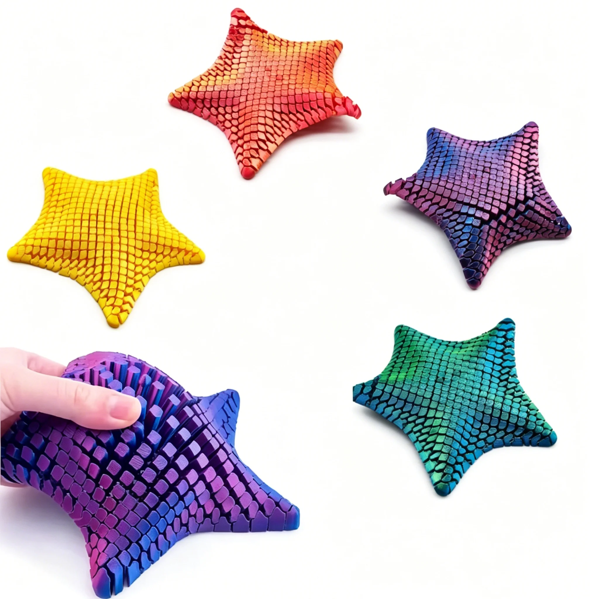 3D-Gedrucktes Bewegliches Seestern-Fidget-Spielzeug Flexibles Stressabbau-Schreibtisch-Deko-Visualspielzeug Geschenk für Kinder Erwachsene Party-Mitbringsel