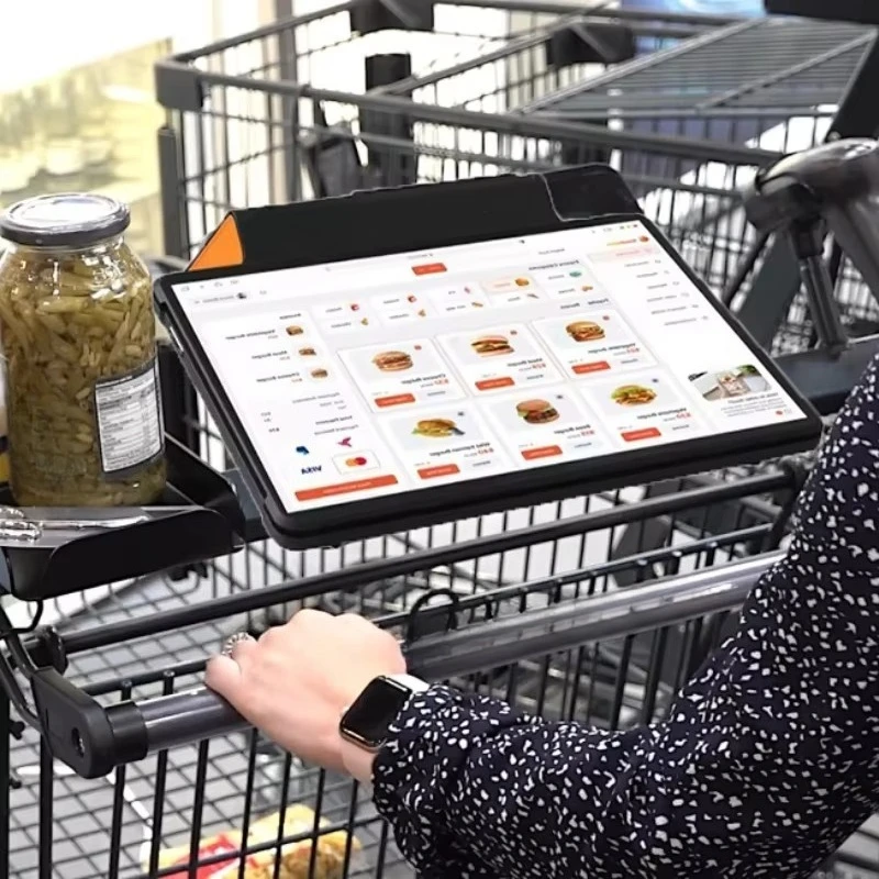Supermarket Pos Terminal Intelligent Smart Shopping Trolleys All in One Nfc Payment Qr Scanning Android Price Checker Scanner