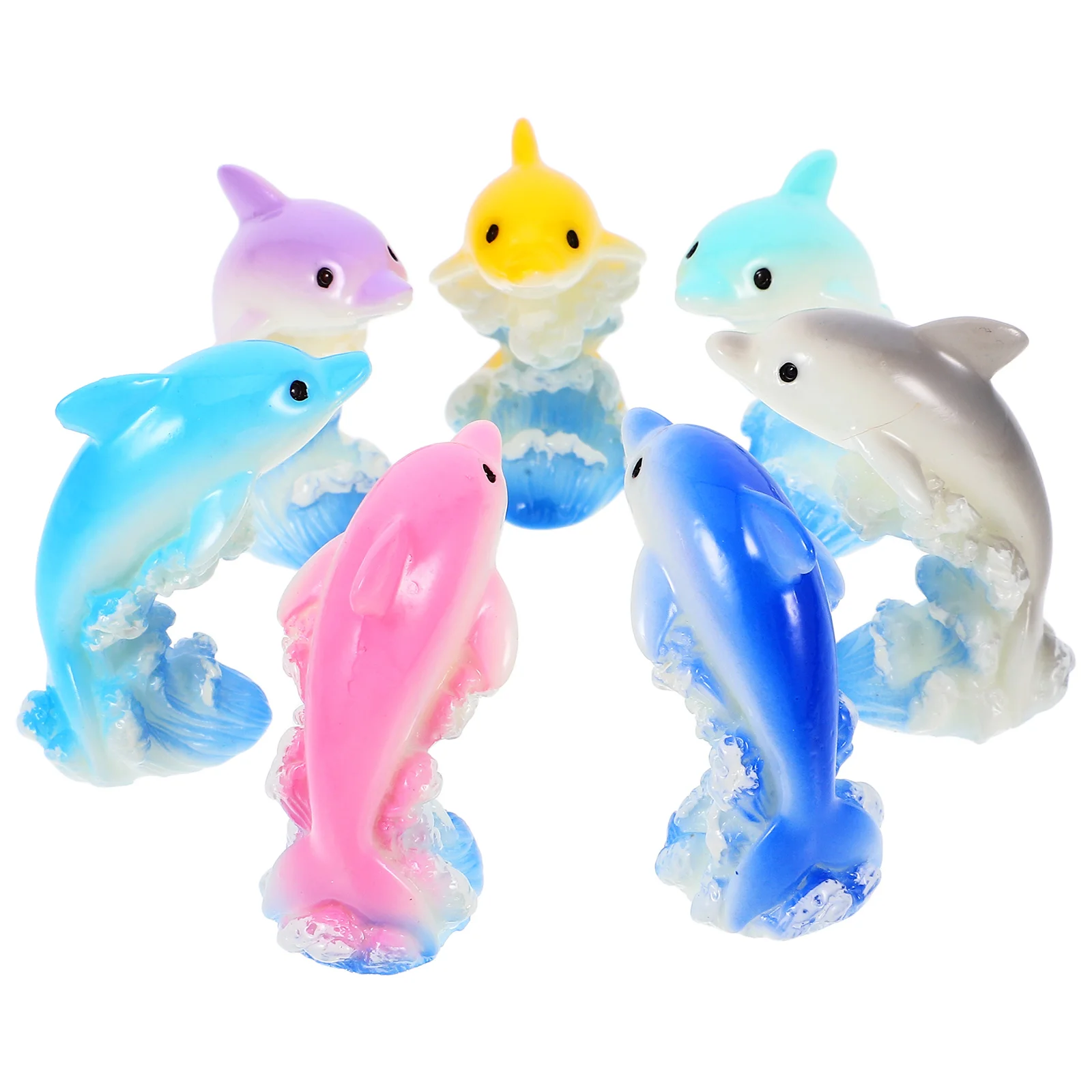 

7 Pcs Toy Micro Landscape Dolphin Tiny Resin Decorate Mini Ornament Figurines Figures Child