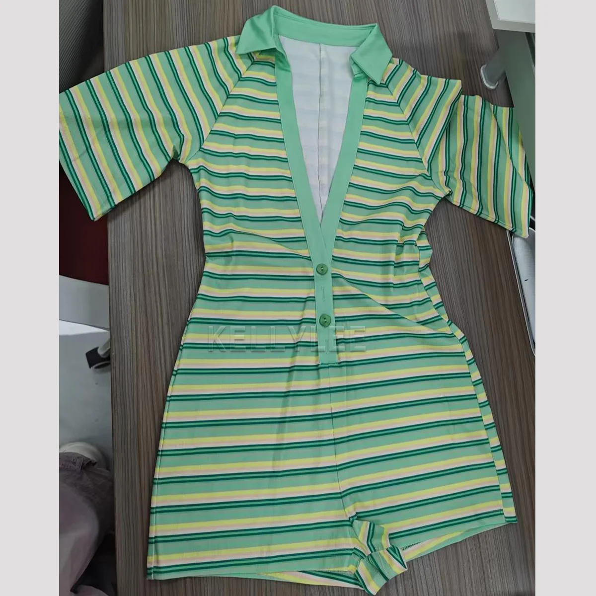 women's-short-sleeve-striped-jumpsuit-shorts-ladies-stylish-tummy-control-shapewear-modeling-slim-fit-fajas-daily-body-shaper