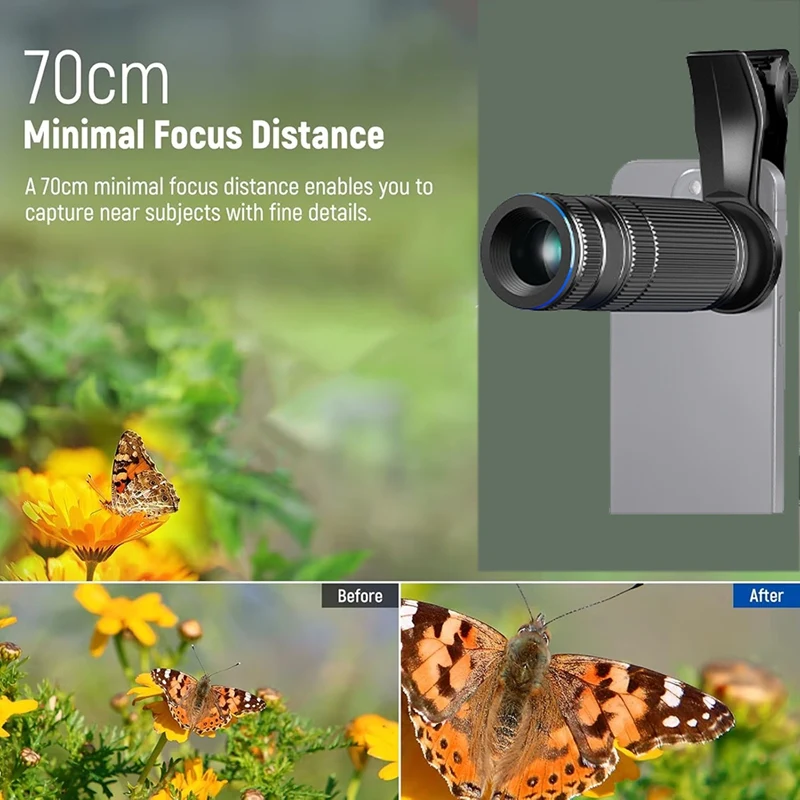 400mm Telephoto Phone Camera Lens with 17mm Threaded Lens Clip 70cm Minimal Macro Focus Distance for-A31R