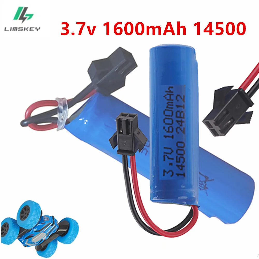 Batería de iones de litio de 3,7 V y 1600mAh 14500 para JJRC C2 D828 Q165 RS 911 coche SG204PRO SU7/8607 deriva de alta velocidad 1:16/1:20/1:24 vehículo RC