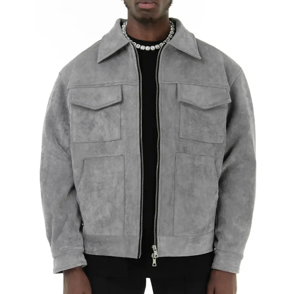 

Повседневное прогулочное модное пальто Повседневная верхняя одежда Модное уличное пальто Мужская хаки Серый Черный Мужская куртка Дизайн с карманами