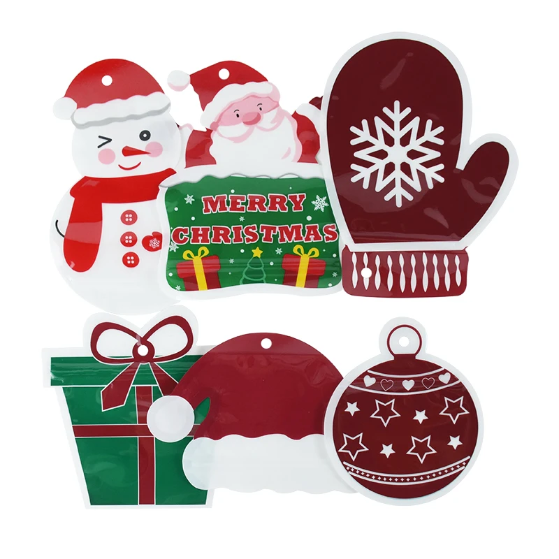 

10Pcs Christmas Santa Snowman Zip Bag Cookie Candy Snack Packaging Plastic Bags Food Storage Merry Christmas Decoration