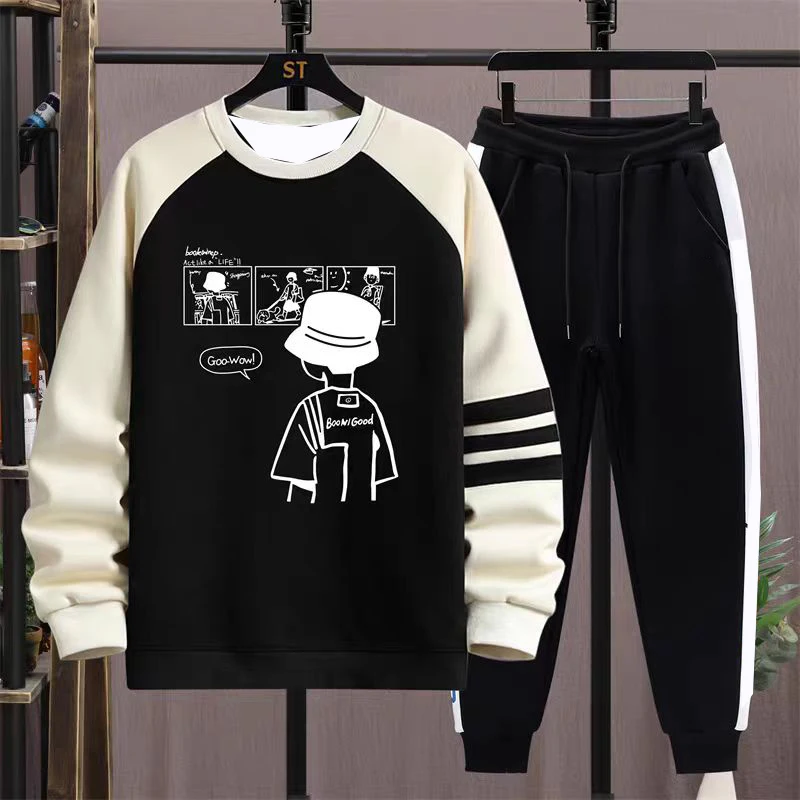 

2025-26 Autumn/Winter New Y2K Sports Set Ins Style 3D Printed Round Neck Casual Men's Fashion Sports Two Piece Set