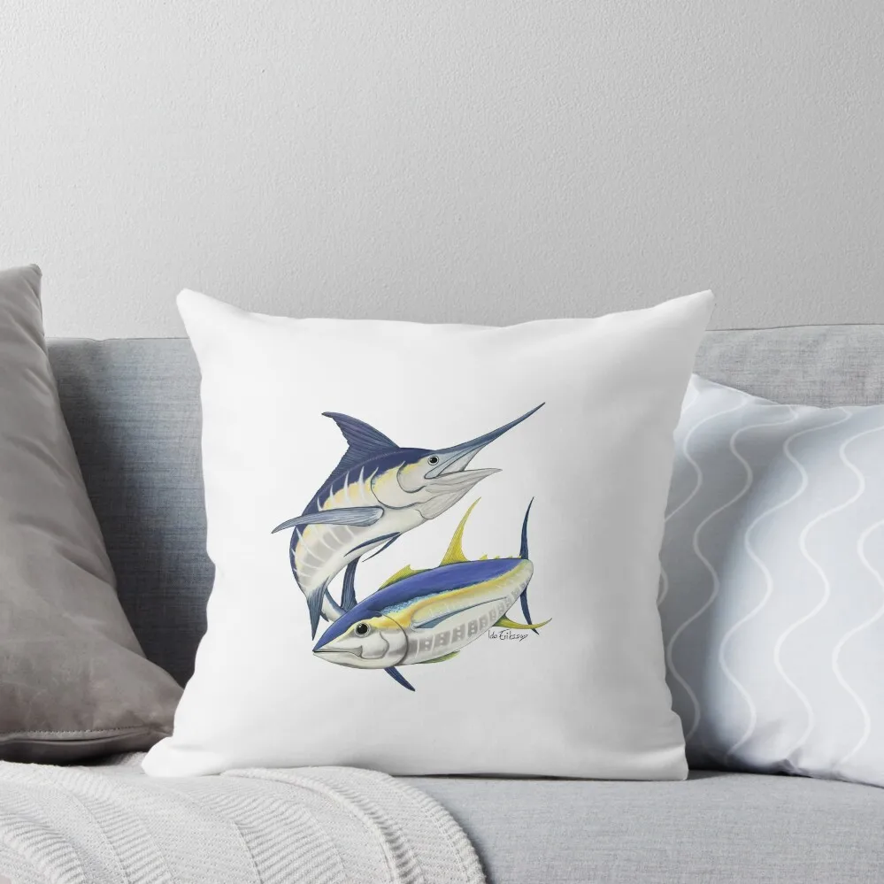 

Blue marlin and yellowfin tuna Throw Pillow covers for pillows Plaid Sofa Cushions For Children Cushion Cover Set pillow
