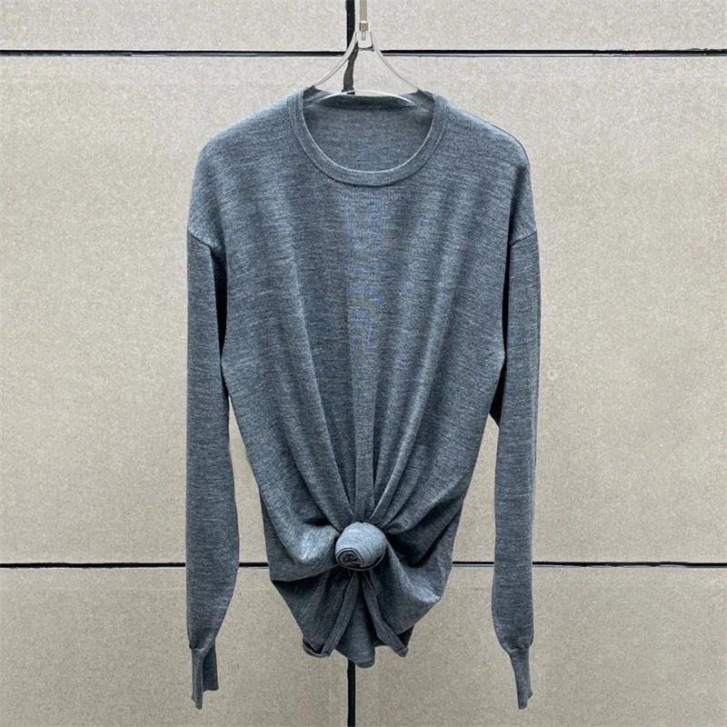 

Women's sweater 2025 Winter new elastic knitted slim fit pullover 100% wool Knitwear Women's t-shirt Women's long sleeve top y2k