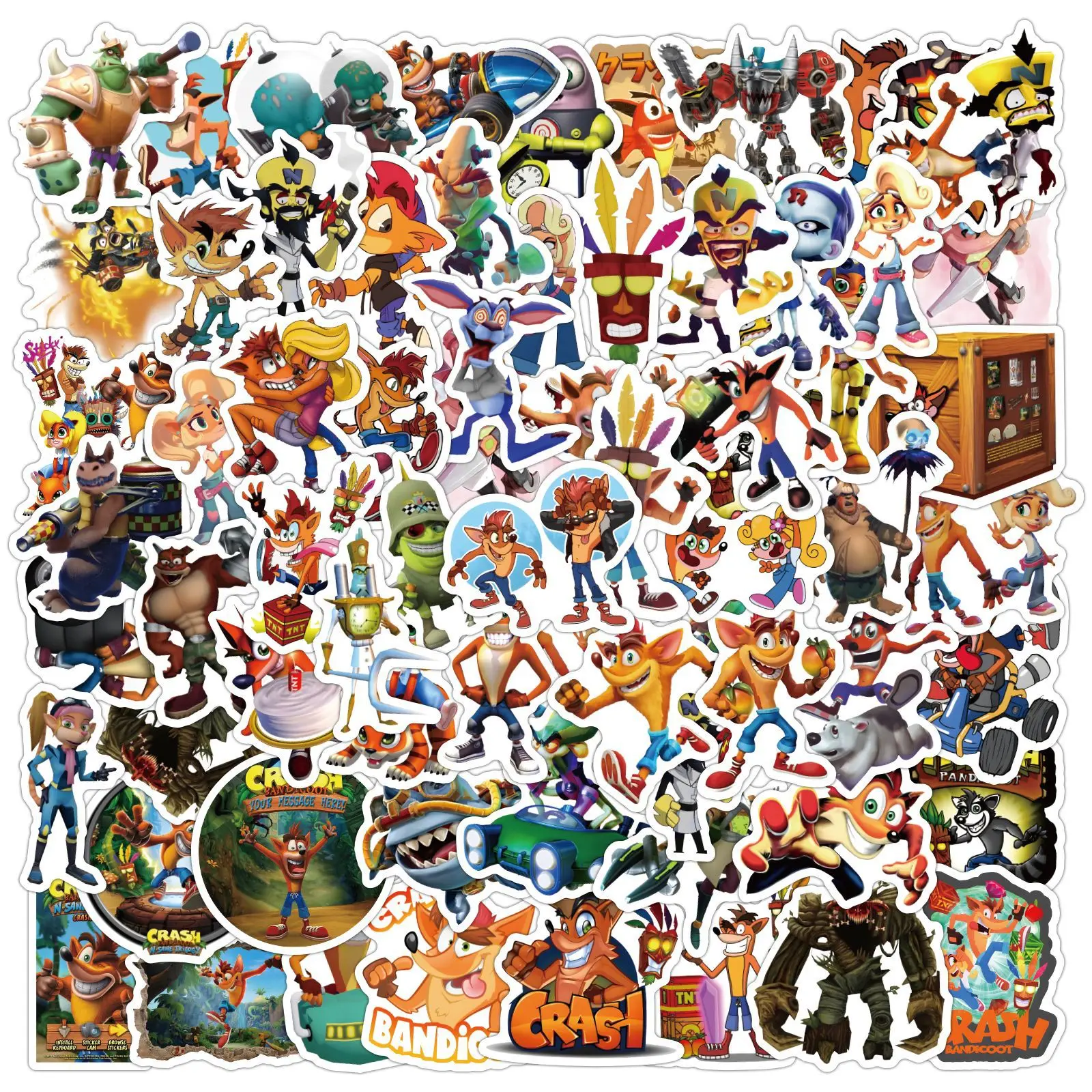 AliExpress NONE 60PCS  Game Crash Bandicoot Stickers Graffiti PVC Waterproof phone Laptop Phone Notebook Motorcycle Skateboard Bike Car DIY Toys