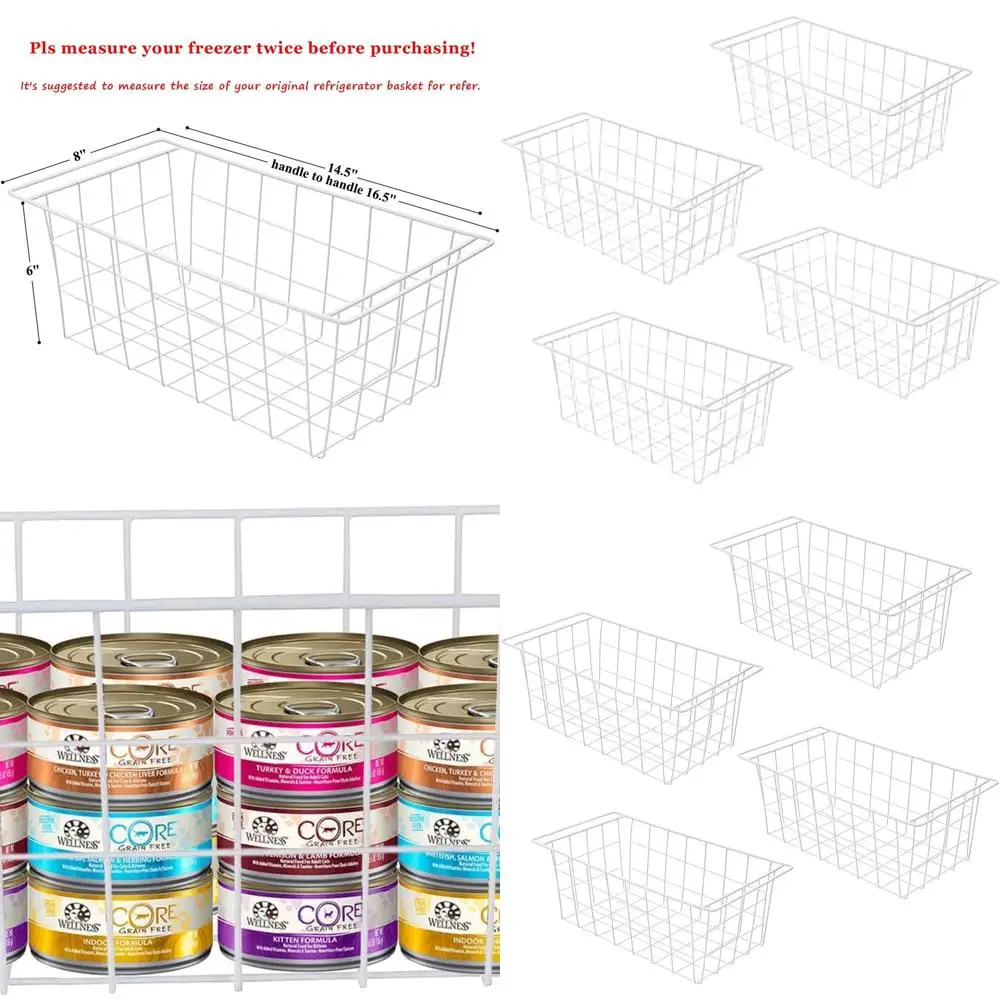 

Комплект из 4 металлических проволочных глубоких корзин для морозильной камеры с ручками, 16,5 ящиков-органайзеров для хранения