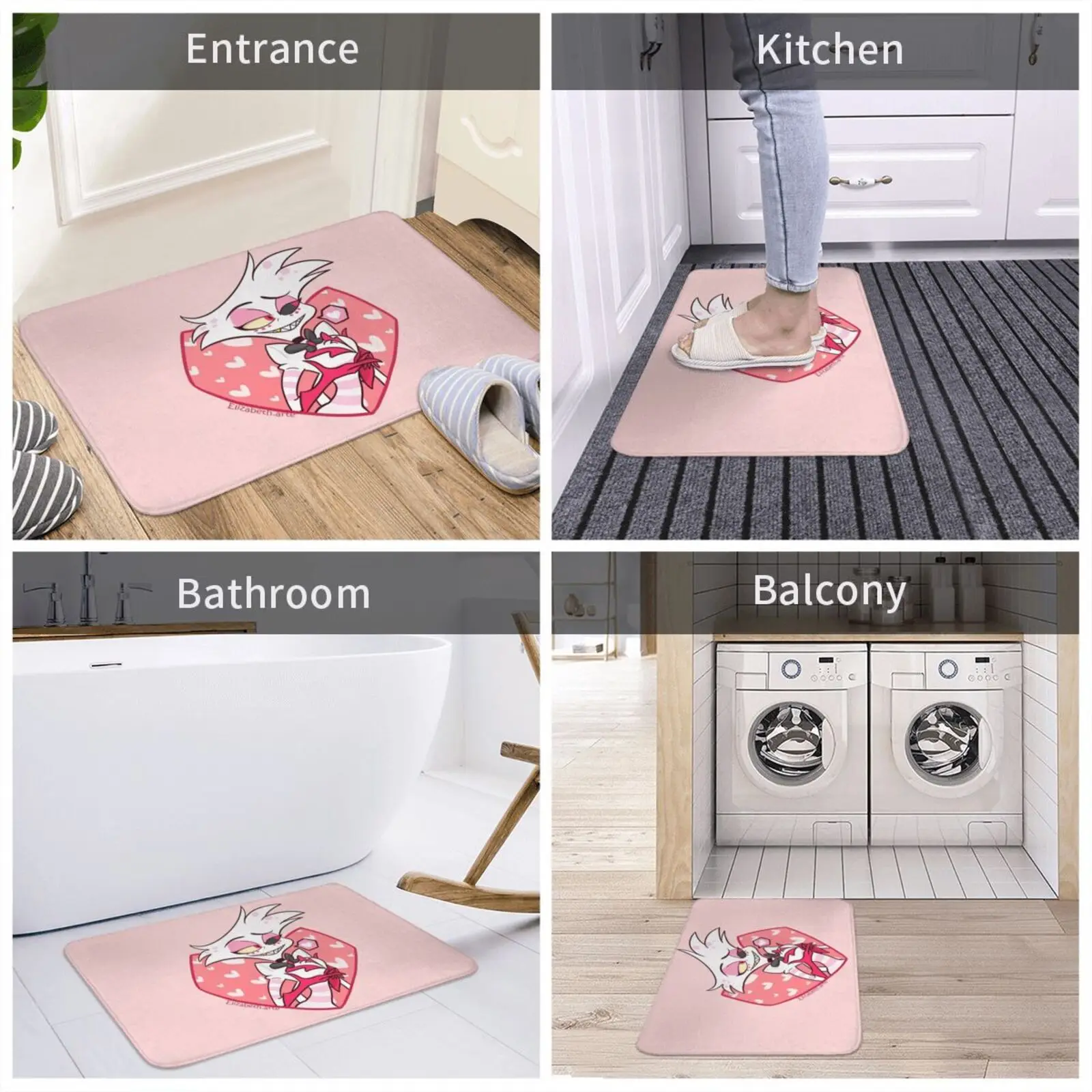 Angel Dust Soft Mat Doorway Non-Slip Water Uptake Carpet Angeldust Cute Alastor Angeldust Hazbinhotel Cute Alastor