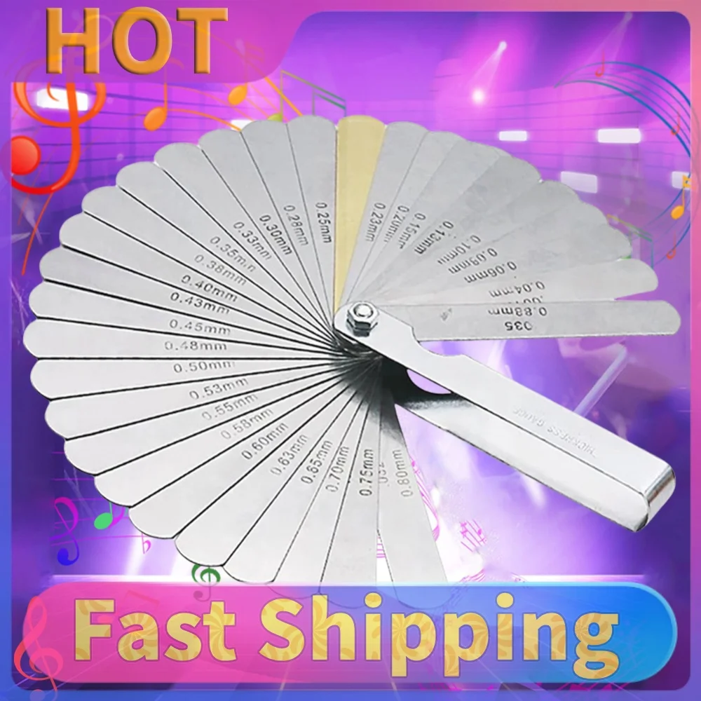 32 Blades Metric Filler 0.0015-0.035inch/0.04-0.88 Mm Measure Tool Stainless Steel for Guitar Spark Plug Piston Measure