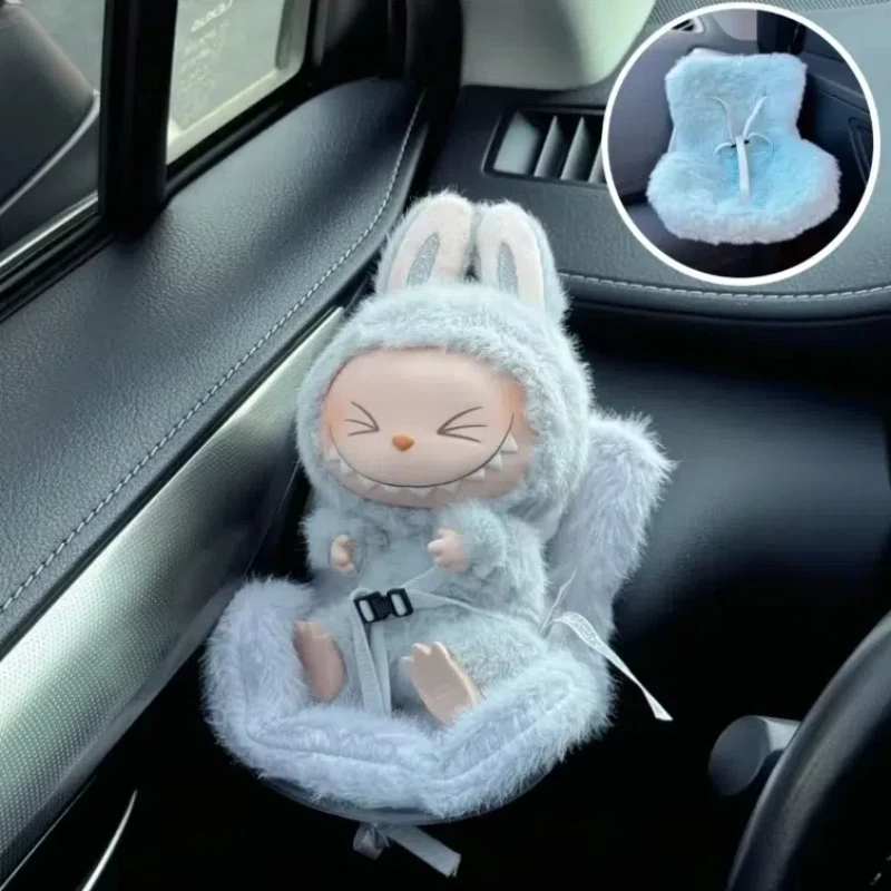 Labubu 15-17cm Cute Mini Plush Doll Safety Seat Kawaii Doll Outlet Aromatherapy Decoration Gift Car Air Interior Girl Toy Gift