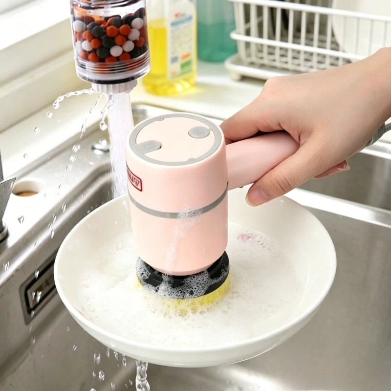 

Electric Cleaning Brush Set Wireless Spin Scrubber with Replaceable Heads USB Rechargeable for Kitchen Bathroom Baby Bottles