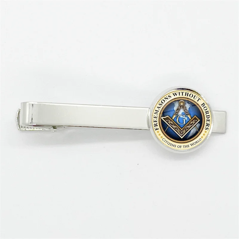 Free Mason Masonic Sigh Glass Gem Tie Clips Copper Metal Simple Necktie Tie Pins Suit Pins Button Gift