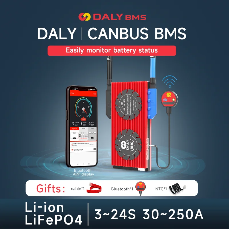 

DALY SMART Lifepo4 BMS 8S 16S Li-Ion 13S 17S 24V 48V 60V 250A BMS с BT и CAN для хранения энергии