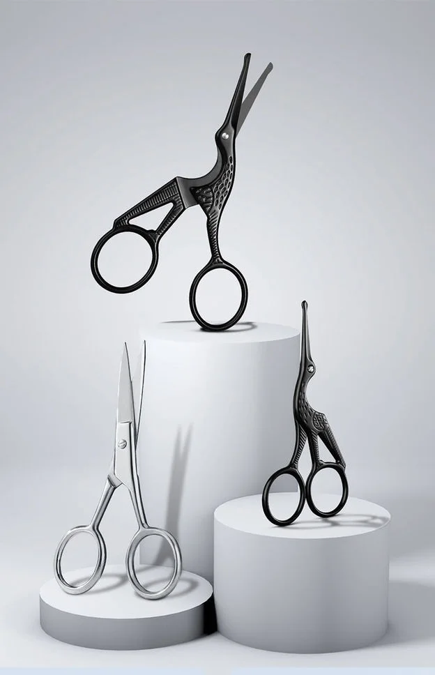 Gesichtshaarschere, abgerundet, professionell, Edelstahl, Schnurrbart, Nasenhaar, Bart, Augenbrauen, Wimpern, Trimmen, Clippers – Detail 6