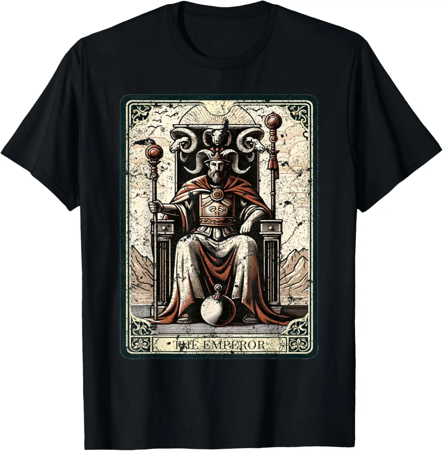 The Emperor Tarot Card Vintage Distressed Graphic T-Shirt