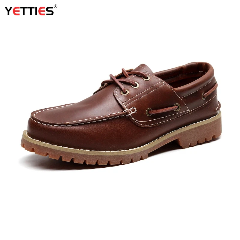 

Мужские рабочие ботинки из натуральной телячьей кожи для активного отдыха | Винтажные туфли-лоферы для палубы лодки | Повседневные кожаные кроссовки для ежедневного комфорта