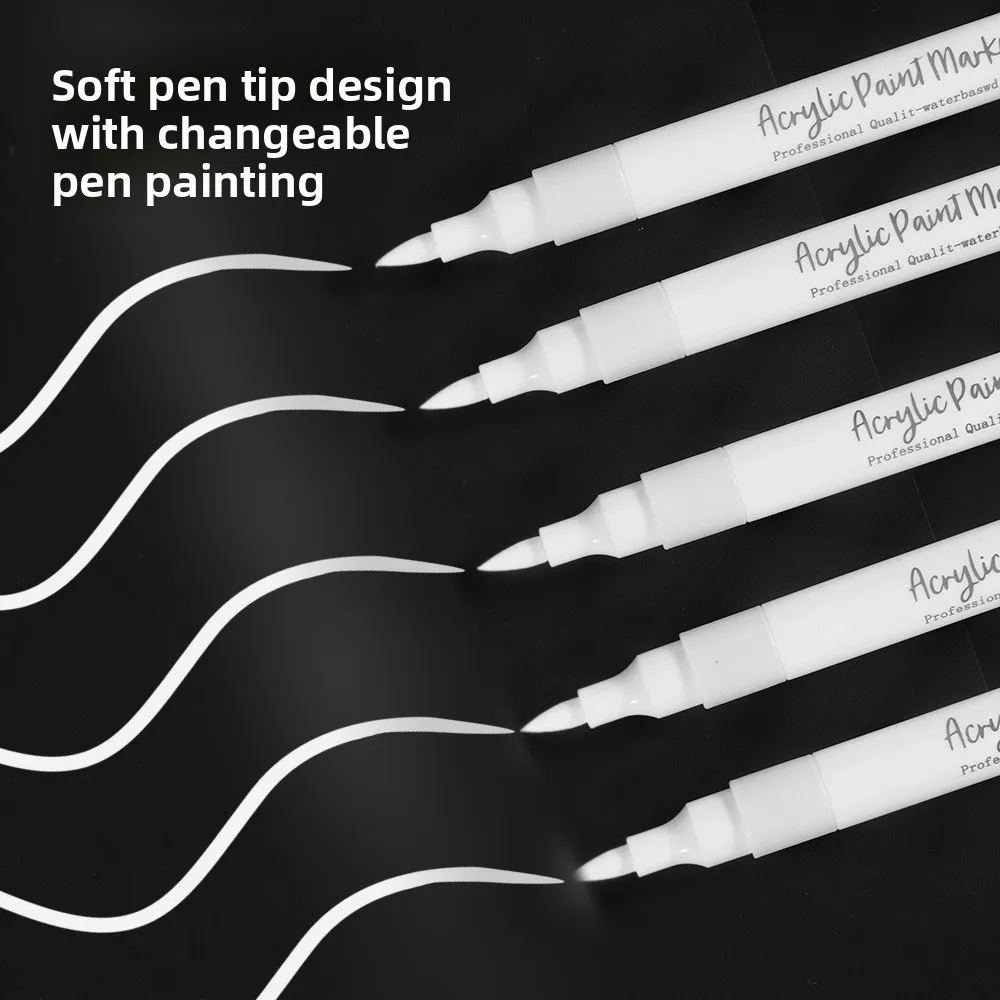 

1/10Pcs Hard Soft Nibs Marker Pens Acrylic Ink Waterproof Painting Pen Quick-drying DIY Handbook Card Pen Student Stationery