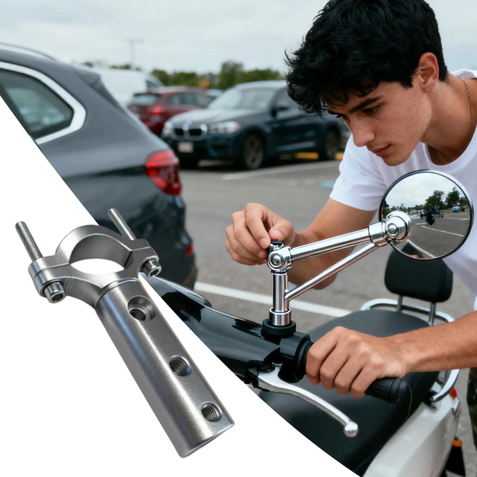 Удлинитель зеркала заднего вида, держатель из алюминиевого сплава, удлинитель зеркала заднего вида, держатель для езды на скутере, поездки на работу