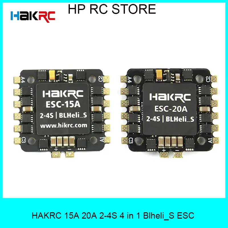 

HAKRC BLHELI_S Mini 15A/25A 4in1 Brushless ESC 2-4S support Dshot600 Oneshot 20x20mm for RC FPV Racing Drone