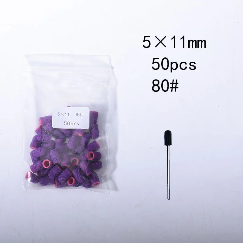 50 Stück Nagelschleifkappen mit Gummi-Pediküreblock – elektrische Bohrer für Fußnägel und Polieren.
