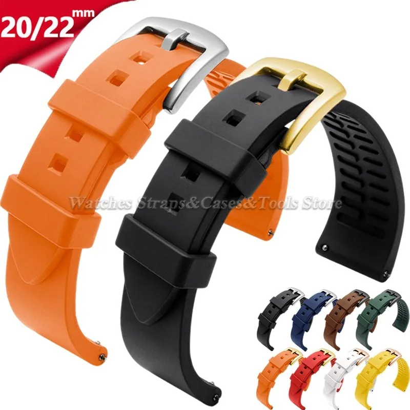 Silikon-Gummi-Uhrenarmband 20mm 22mm Schnellverschluss Sport-Uhrenband 18/19/21/24mm für Smartwatch Armband Schwarz Orange Armband – Detail 3