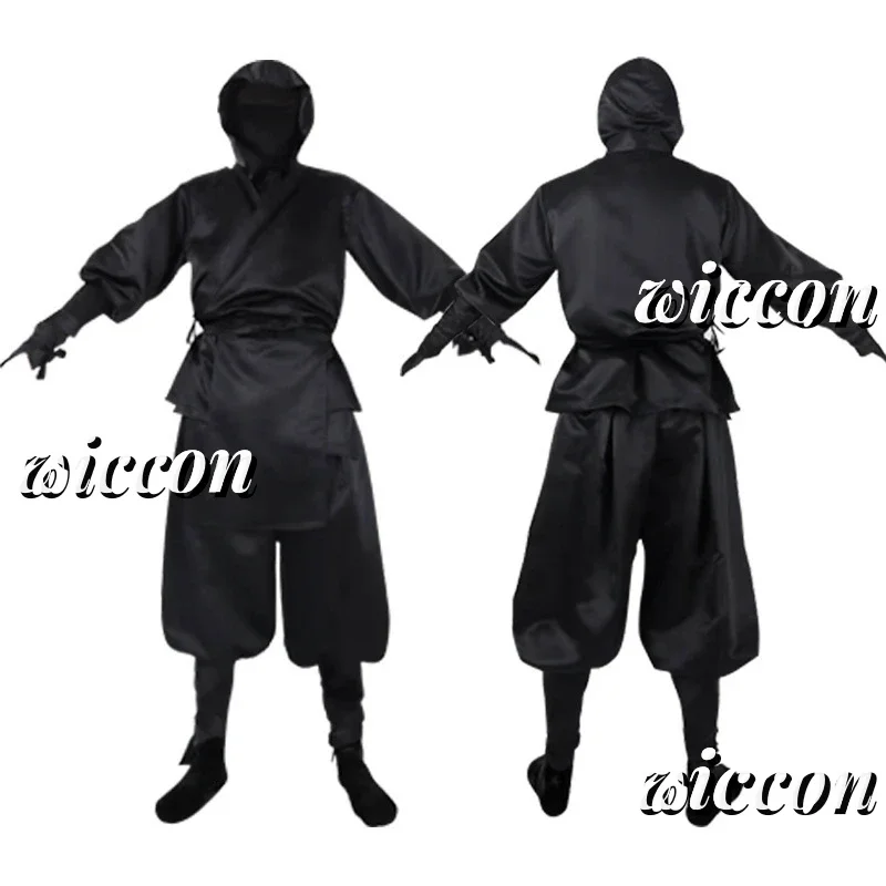 RT01 اليابانية النينجا تأثيري حلي الكبار الساموراي الخيال كيمونو مقنعين الأسود الزي الرسمي هالوين كرنفال حفلة البدلة * JK2