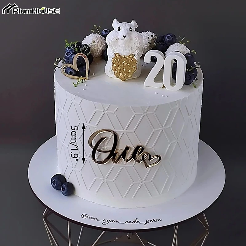 One-year Birthday Cake Topper Acrylic Cake Decor For Kids 1st Happy Birthday Party Cake Side Ornament Baby Shower Cupcake Topper